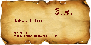 Bakos Albin névjegykártya